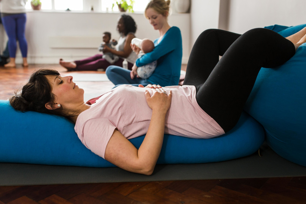 postnatal yoga resting